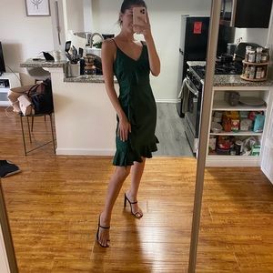 NEVER WORN Emerald Green Zebra Ruffle Dress